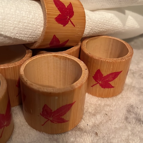 BOHO carved wooden napkin rings set of 12 - Picture 2 of 4